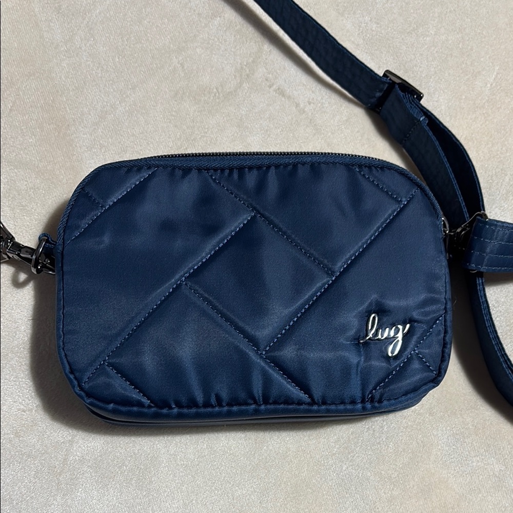 Lug Quilted Navy Crossbody Bag with Adjustable Strap